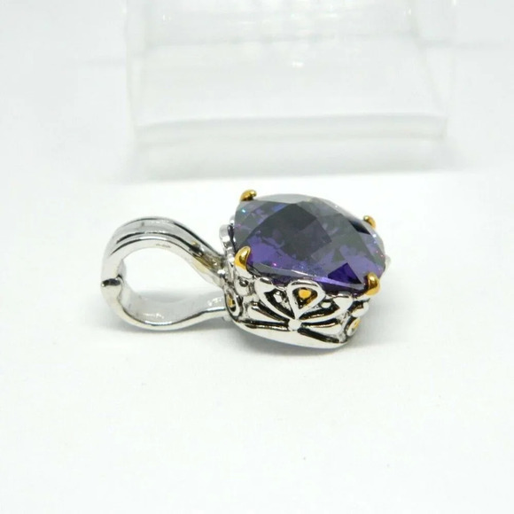 Purple Faceted Glass Large Rhinestone Dual Tone - Picture 2 of 4